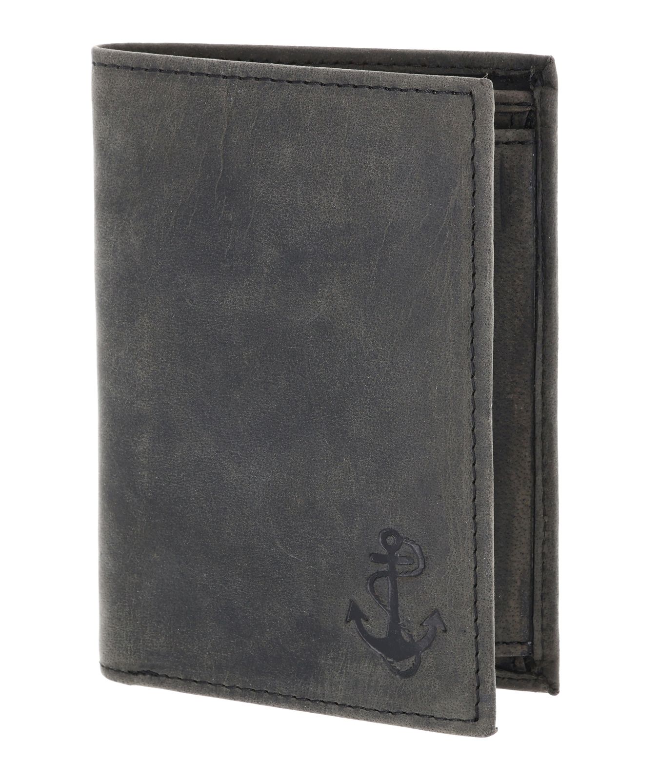 oxmox Leather RFID Protect Kombibörse Freedom Anchor Embossed Vintage Black