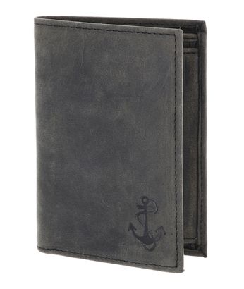 oxmox Leather RFID Protect Kombibörse Freedom Anchor Embossed Vintage Black