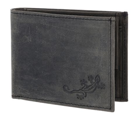 oxmox Leather RFID Protect Pocketbörse Lizard 2.0 Embossed Vintage Black