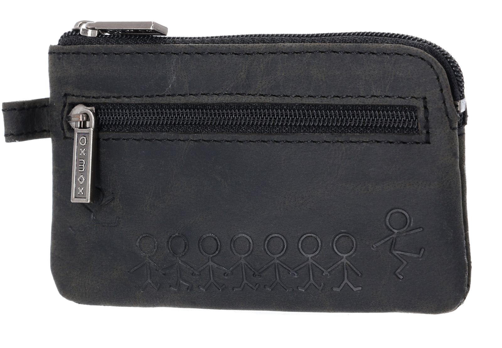 oxmox Leather Keyholder Jumping Jack 2.0 Embossed Vintage Black
