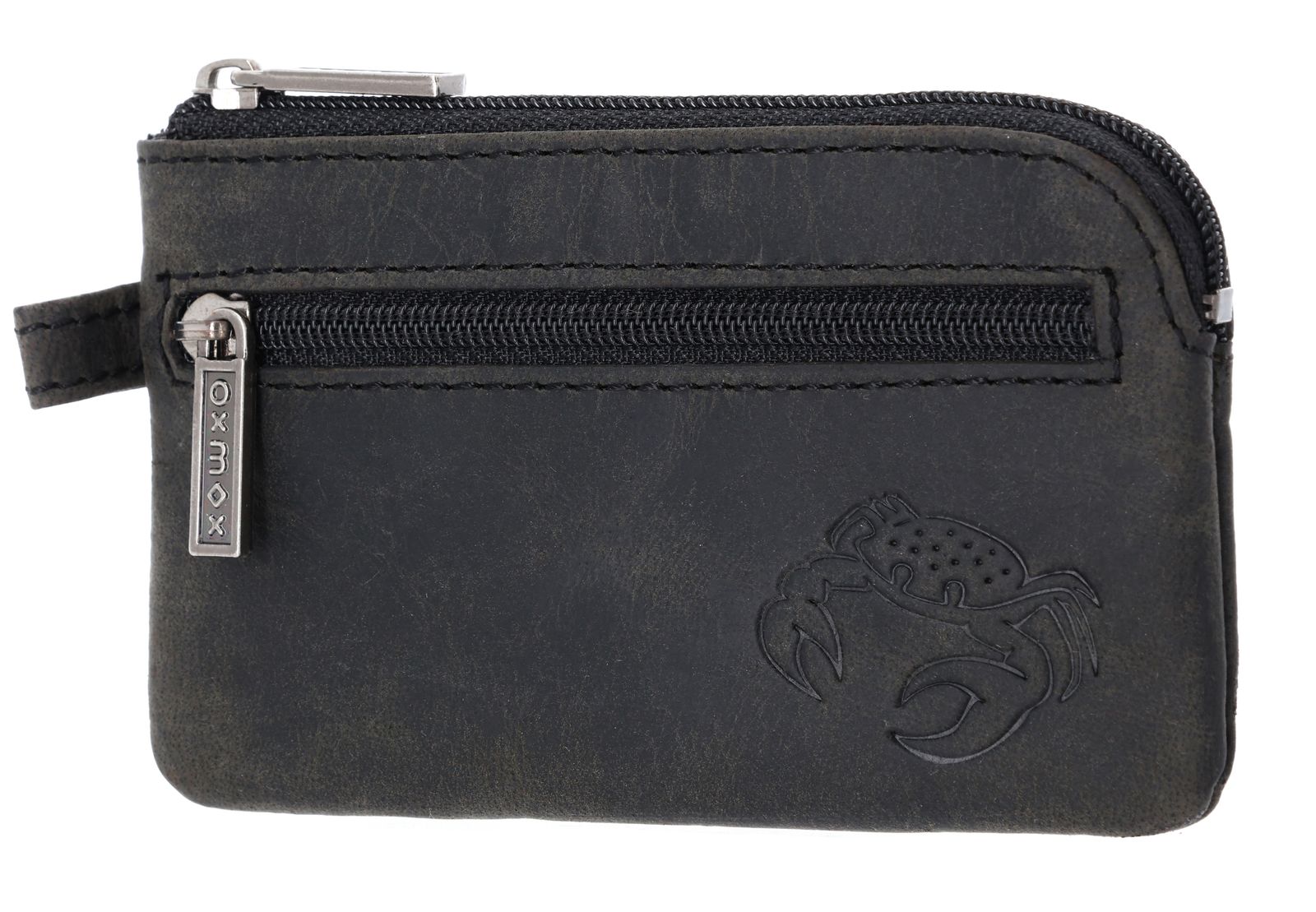 oxmox Leather Keyholder Crab 2.0 Embossed Vintage Black