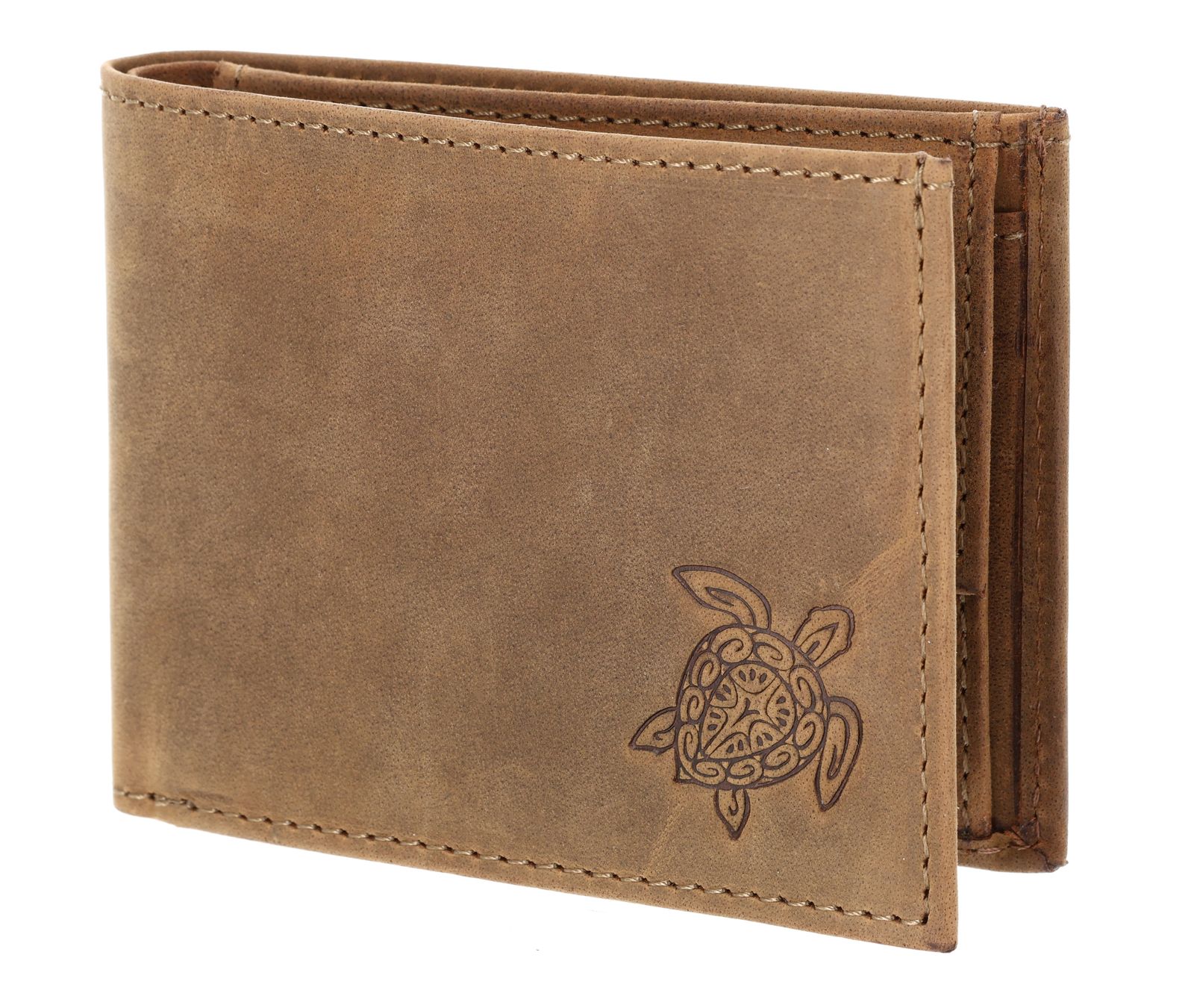 oxmox Leather RFID Protect Pocketbörse Turtle 2.0 Embossed Vintage Light Brown