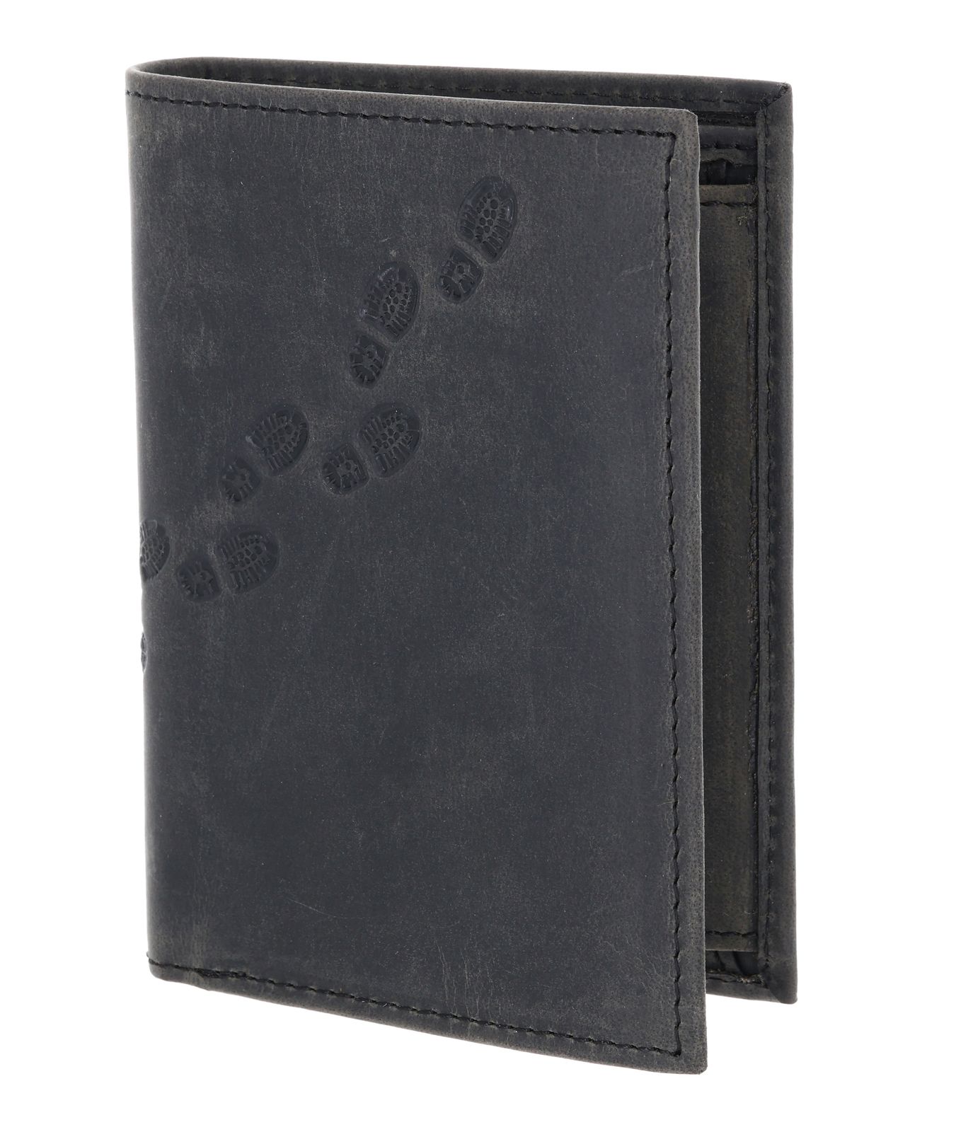 oxmox Leather RFID Protect Kombibörse Footsteps 2.0 Embossed Vintage Black