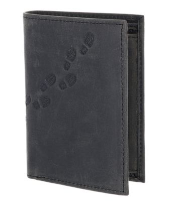 oxmox Leather RFID Protect Kombibörse Footsteps 2.0 Embossed Vintage Black
