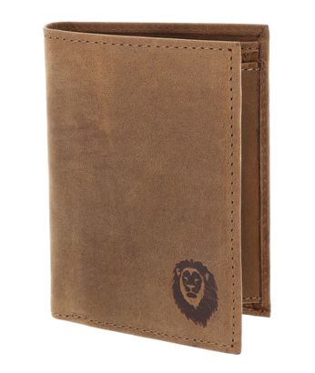 oxmox Leather RFID Protect Kombibörse Freedom Lion Embossed Vintage Light Brown