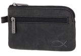 oxmox Leather Keyholder Freedom Fish Embossed Vintage Black
