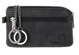 oxmox Leather Keyholder Freedom Fish Embossed Vintage Black