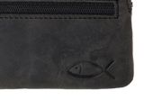 oxmox Leather Keyholder Freedom Fish Embossed Vintage Black