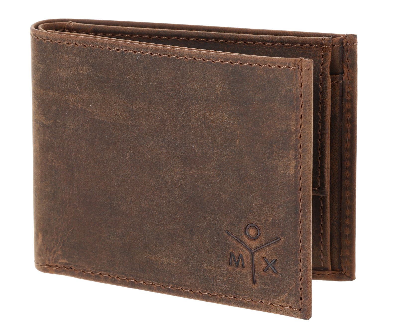 oxmox Leather RFID Protect Pocketbörse Ox 2.0 Embossed Vintage Dark Brown