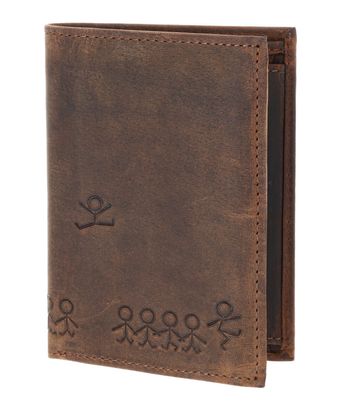 oxmox Leather RFID Protect Kombibörse Jumping Jack 2.0 Embossed Vintage Dark Brown