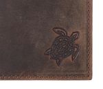 oxmox Leather RFID Protect Querscheinbörse Turtle 2.0 Embossed Vintage Dark Brown