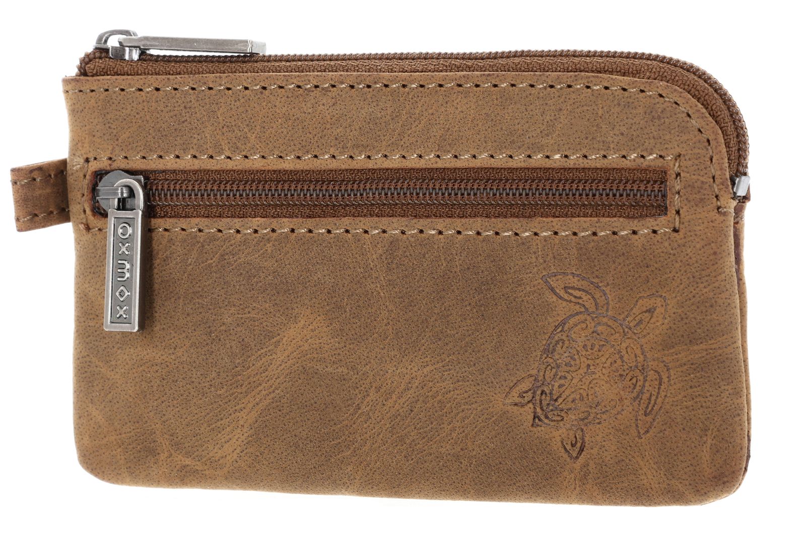 oxmox Leather Keyholder Turtle 2.0 Embossed Vintage Light Brown