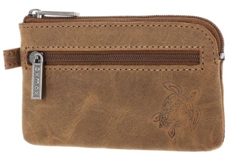 oxmox Leather Keyholder Turtle 2.0 Embossed Vintage Light Brown