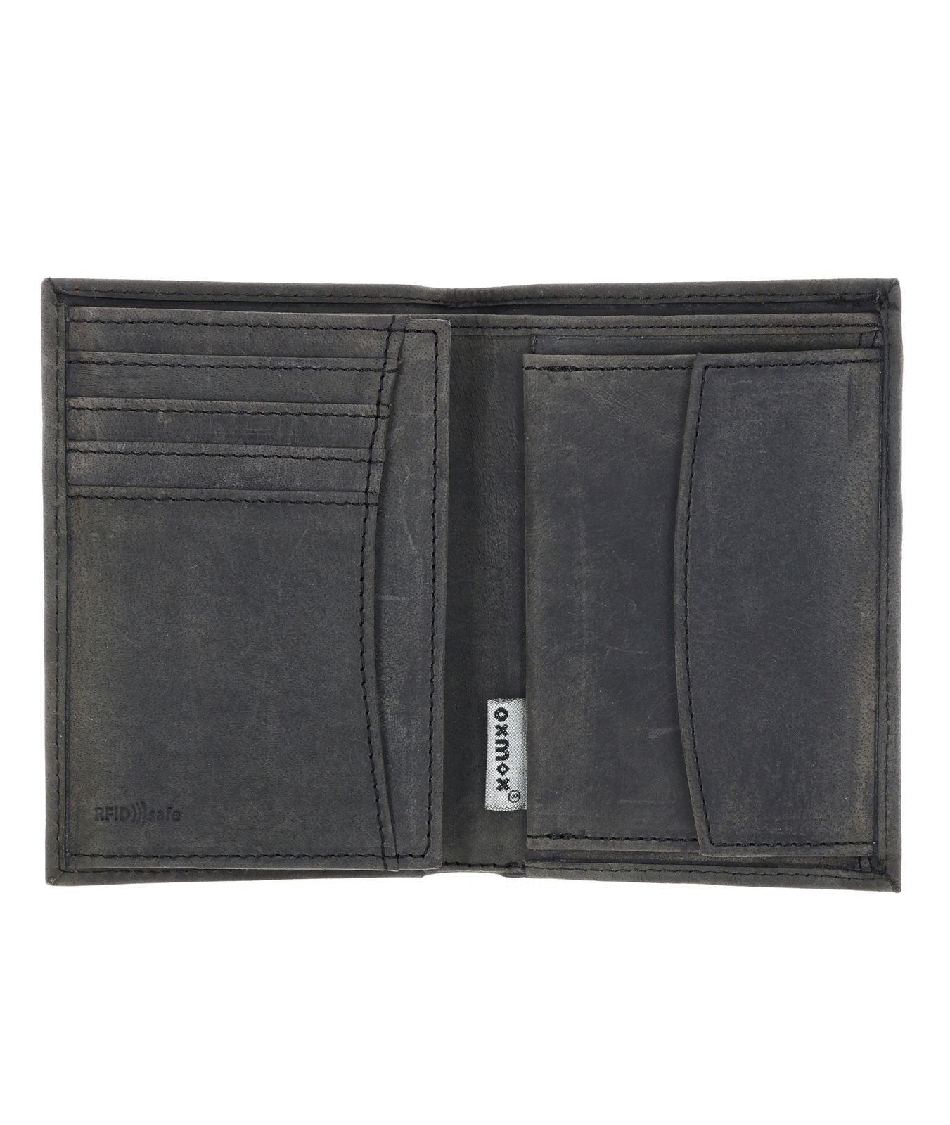 oxmox Leather RFID Protect Kombibörse Freedom Fish Embossed Vintage Black oxmox Leather RFID Protect Kombibörse Freedom Fish Embossed Vintage Black