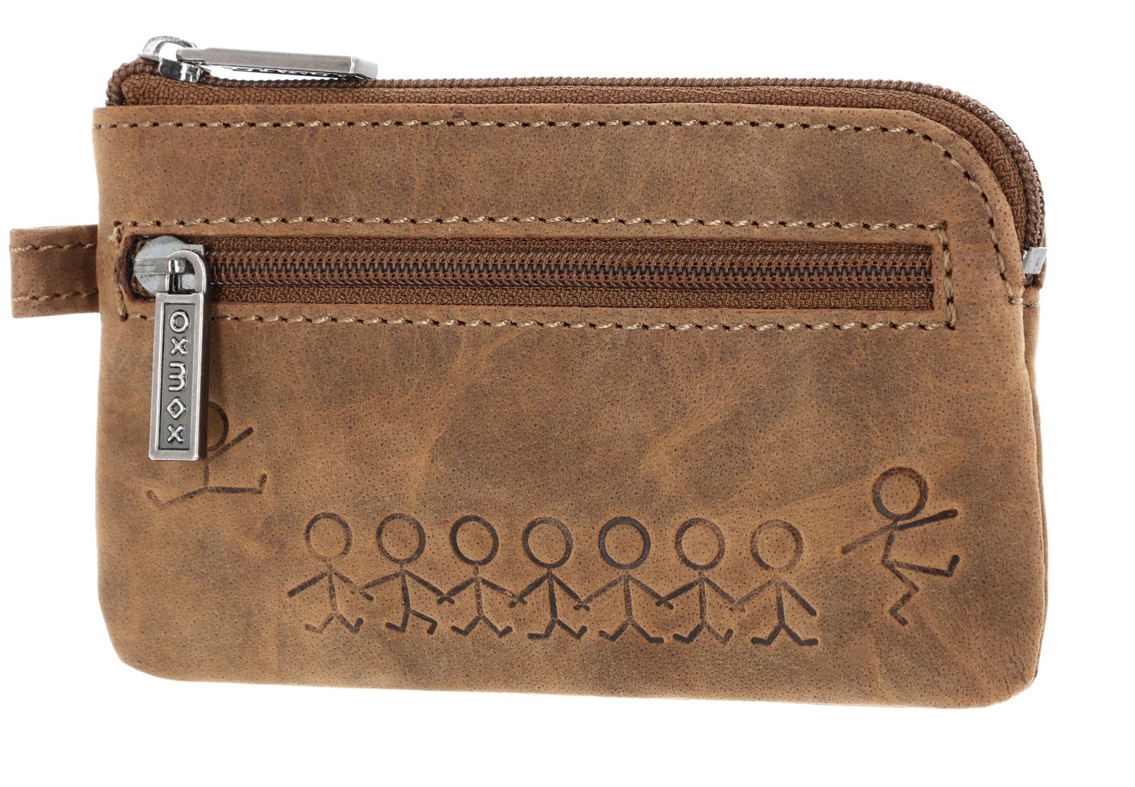 oxmox Leather Keyholder Jumping Jack 2.0 Embossed Vintage Light Brown