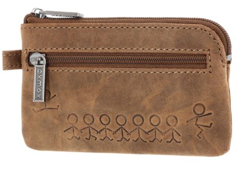 oxmox Leather Keyholder Jumping Jack 2.0 Embossed Vintage Light Brown