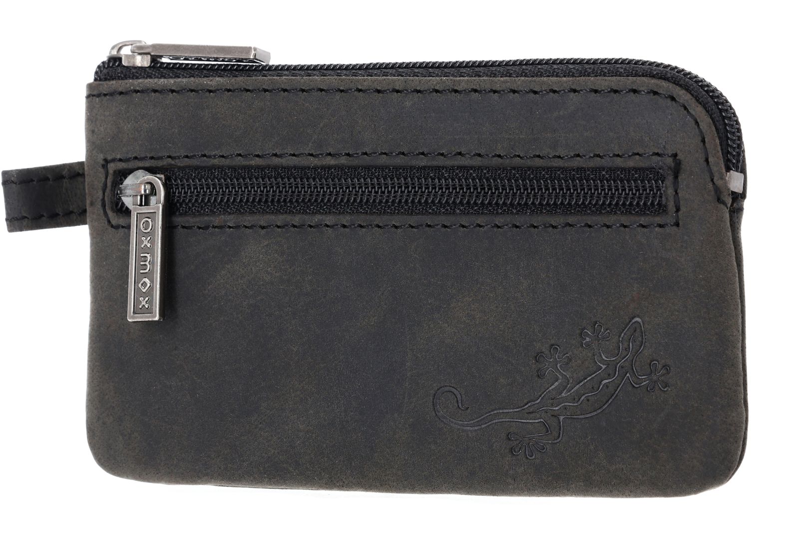 oxmox Leather Keyholder Lizard 2.0 Embossed Vintage Black