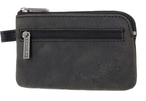 oxmox Leather Keyholder Lizard 2.0 Embossed Vintage Black