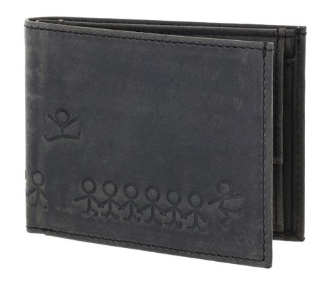 oxmox Leather RFID Protect Pocketbörse Jumping Jack 2.0 Embossed Vintage Black