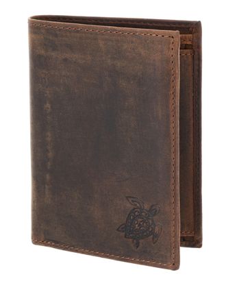 oxmox Leather RFID Protect Kombibörse Turtle 2.0 Embossed Vintage Dark Brown