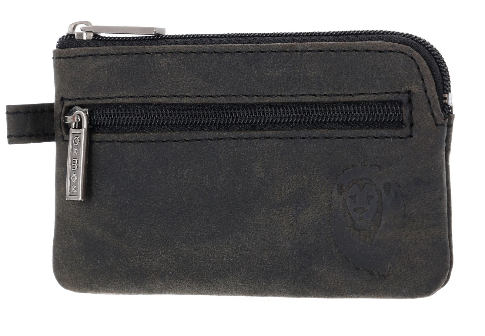 oxmox Leather Keyholder Freedom Lion Embossed Vintage Black
