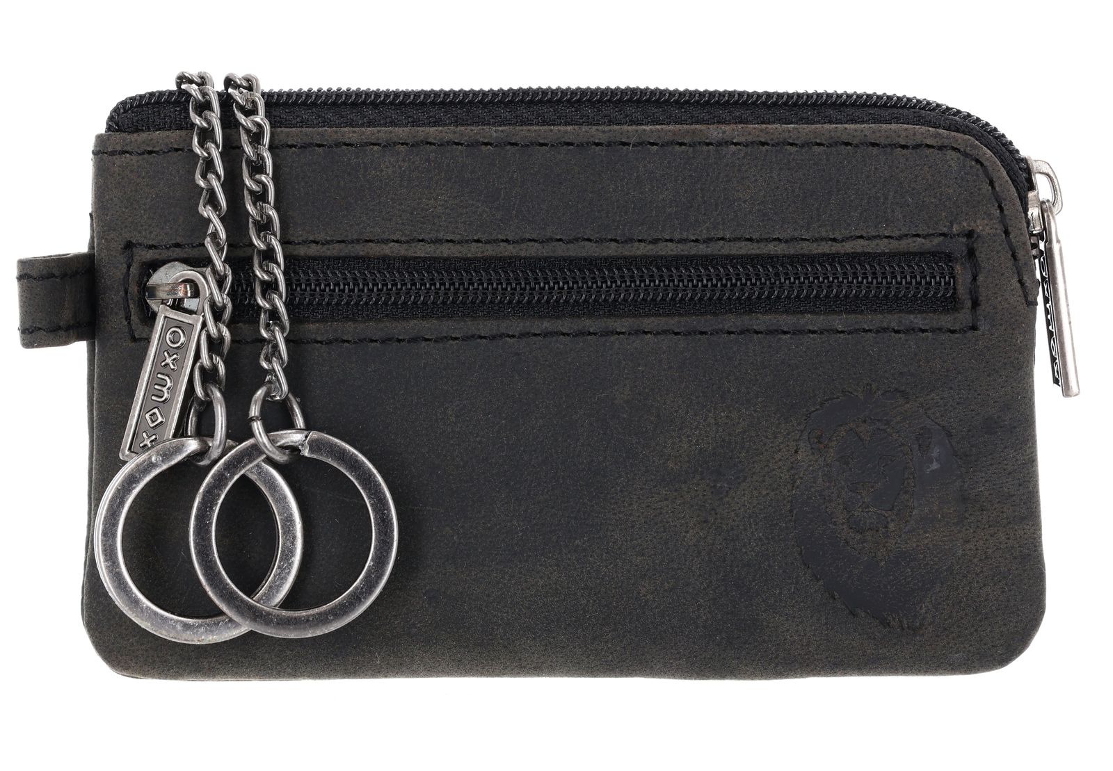 oxmox Leather Keyholder Freedom Lion Embossed Vintage Black oxmox Leather Keyholder Freedom Lion Embossed Vintage Black
