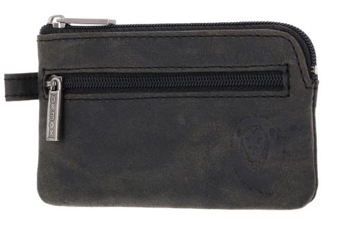 oxmox Leather Keyholder Freedom Lion Embossed Vintage Black