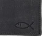 oxmox Leather RFID Protect Pocketbörse Freedom Fish Embossed Vintage Black