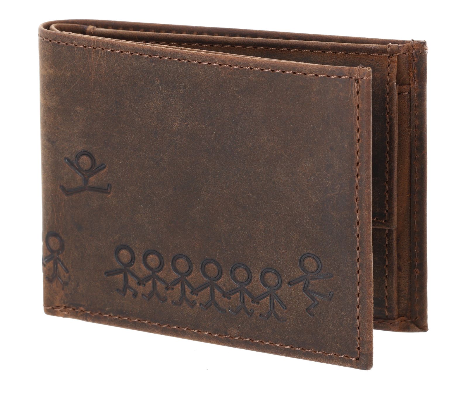 oxmox Leather RFID Protect Pocketbörse Jumping Jack 2.0 Embossed Vintage Dark Brown