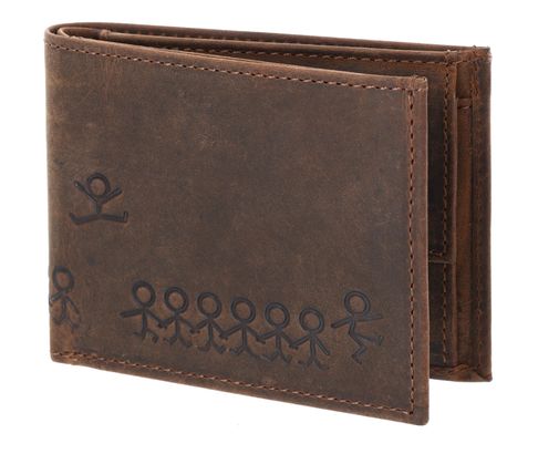 oxmox Leather RFID Protect Pocketbörse Jumping Jack 2.0 Embossed Vintage Dark Brown