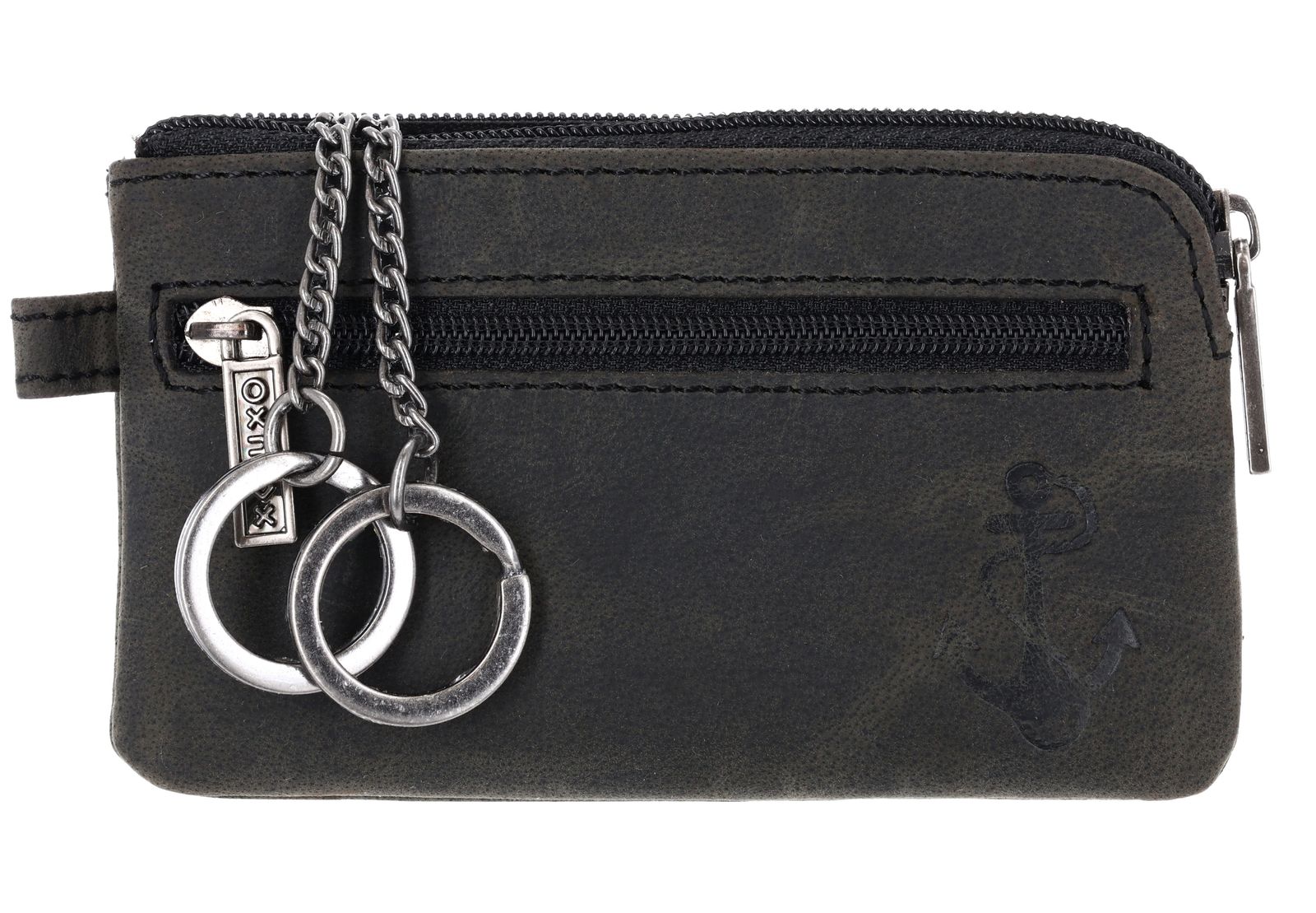 oxmox Leather Keyholder Freedom Anchor Embossed Vintage Black oxmox Leather Keyholder Freedom Anchor Embossed Vintage Black
