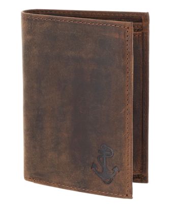 oxmox Leather RFID Protect Kombibörse Freedom Anchor Embossed Vintage Dark Brown