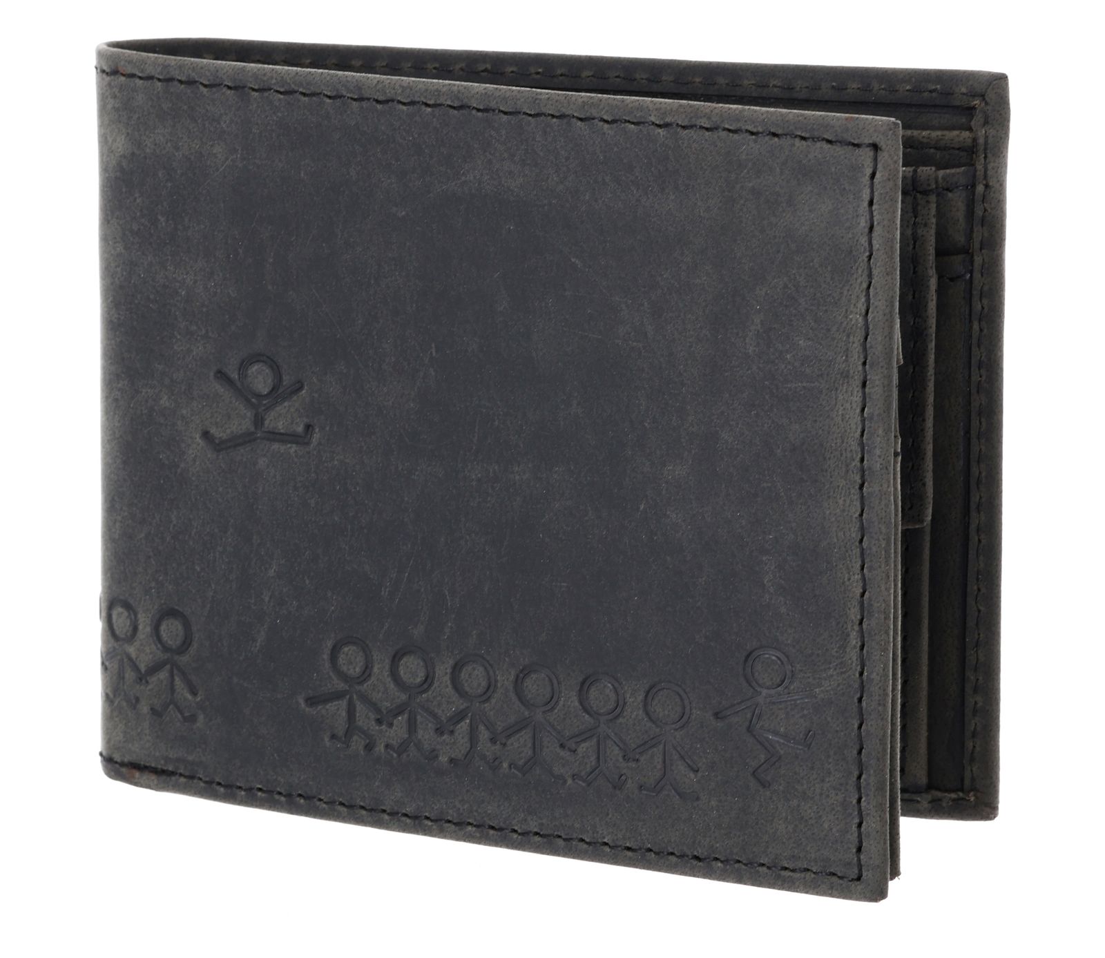 oxmox Leather RFID Protect Querscheinbörse Jumping Jack 2.0 Embossed Vintage Black