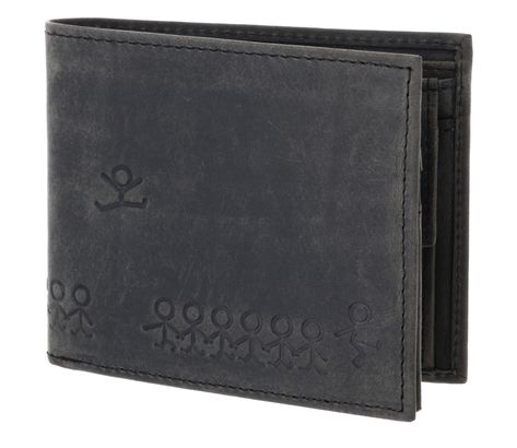 oxmox Leather RFID Protect Querscheinbörse Jumping Jack 2.0 Embossed Vintage Black