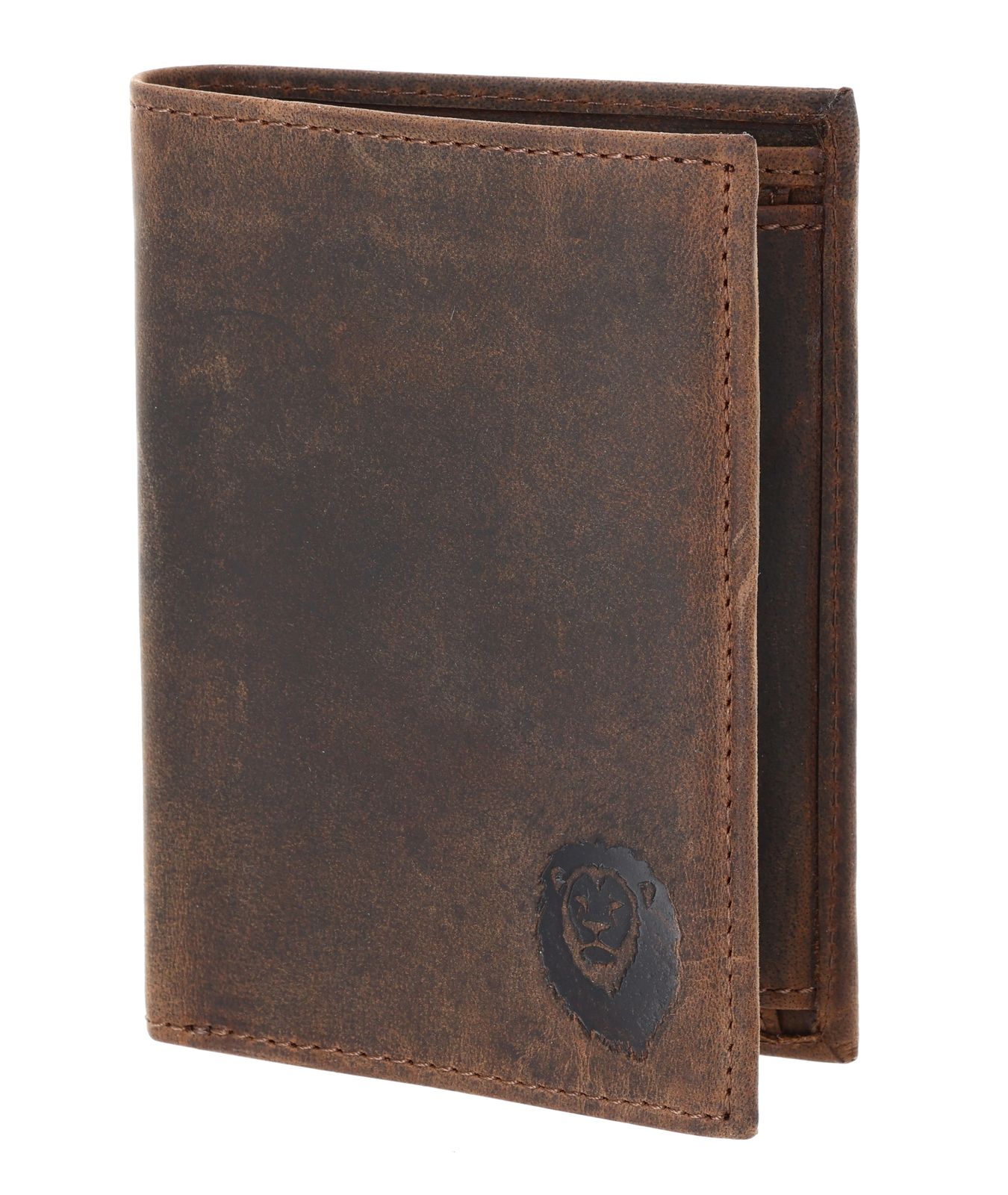 oxmox Leather RFID Protect Kombibörse Freedom Lion Embossed Vintage Dark Brown