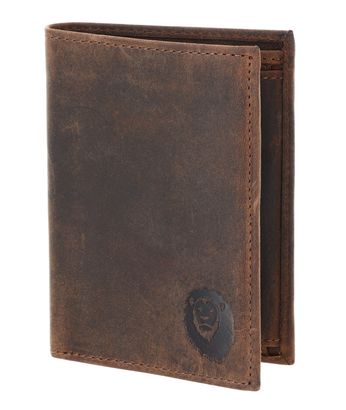 oxmox Leather RFID Protect Kombibörse Freedom Lion Embossed Vintage Dark Brown