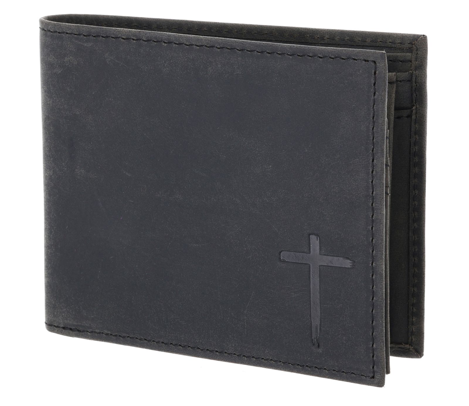 oxmox Leather RFID Protect Querscheinbörse Freedom Cross Embossed Vintage Black