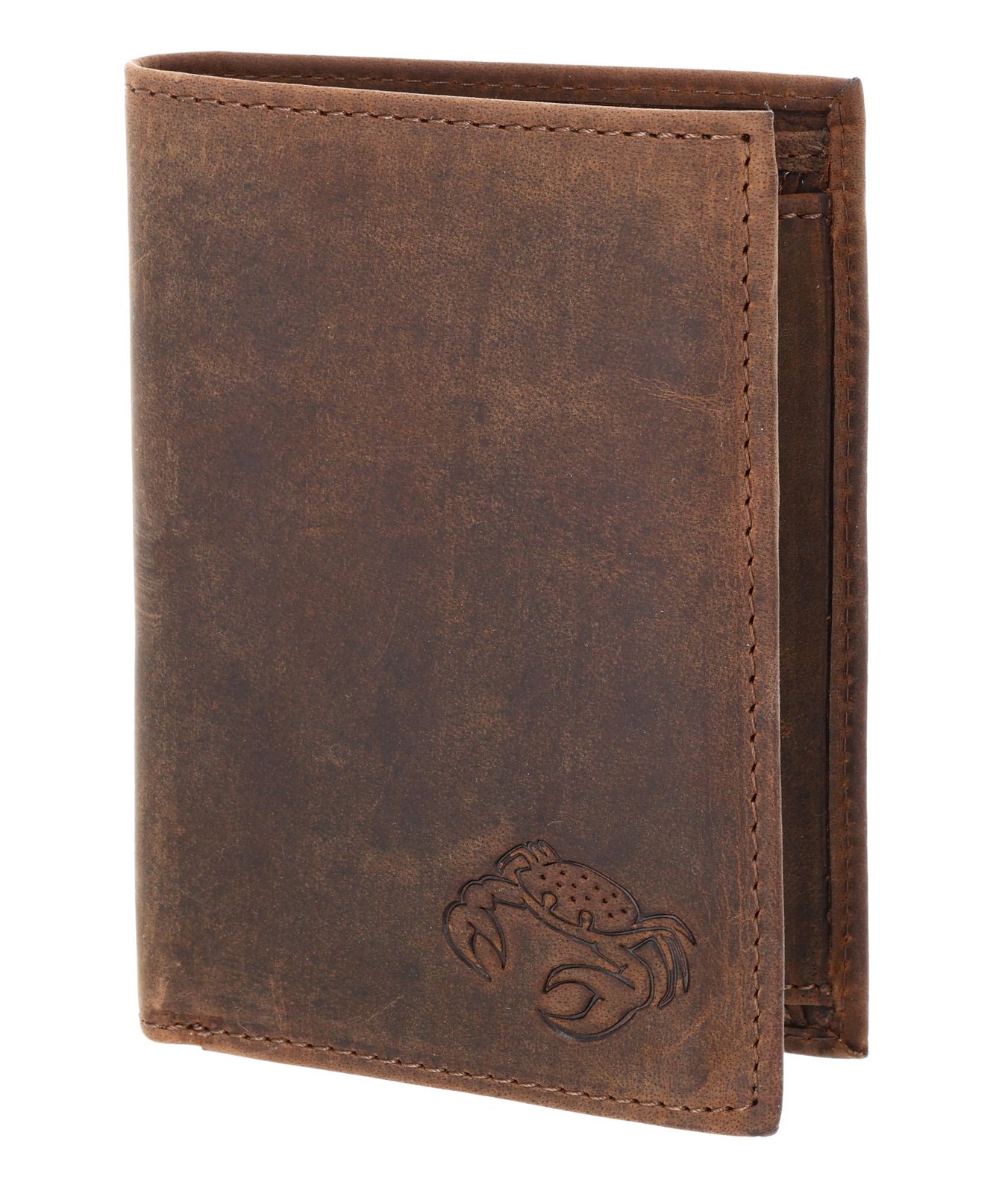 oxmox Leather RFID Protect Kombibörse Crab 2.0 Embossed Vintage Dark Brown