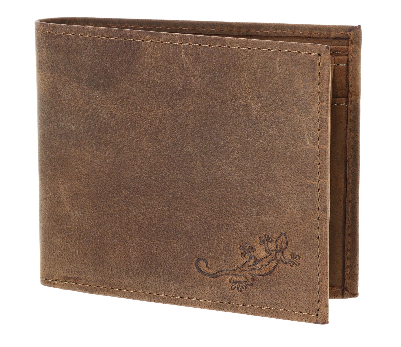 oxmox Leather RFID Protect Querscheinbörse Lizard 2.0 Embossed Vintage Light Brown