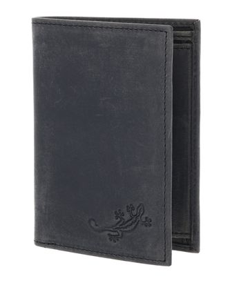 oxmox Leather RFID Protect Kombibörse Lizard 2.0 Embossed Vintage Black