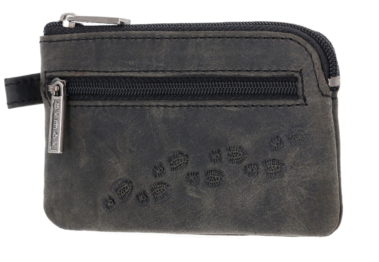 oxmox Leather Keyholder Footsteps 2.0 Embossed Vintage Black