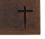 oxmox Leather RFID Protect Querscheinbörse Freedom Cross Embossed Vintage Dark Brown