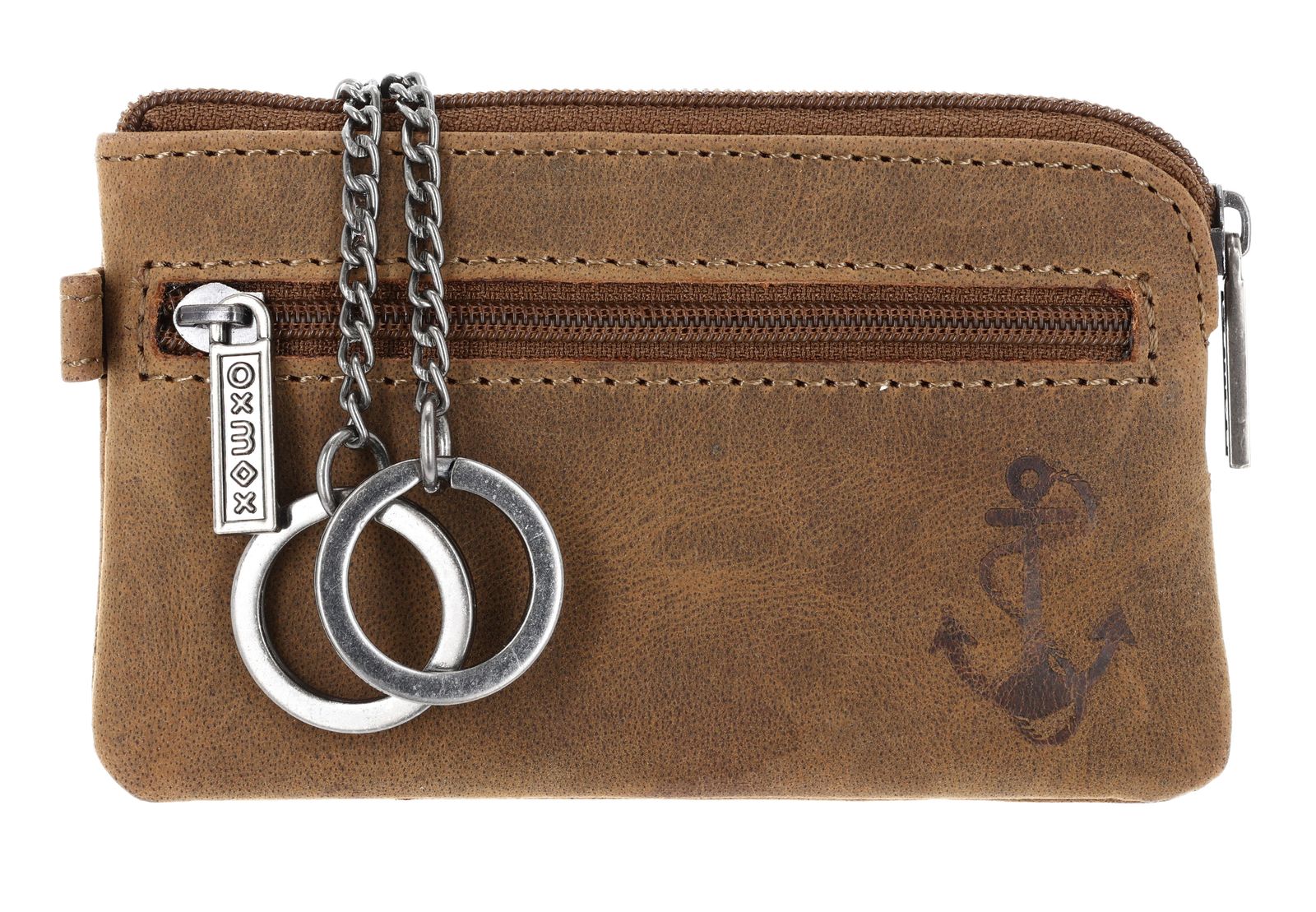 oxmox Leather Keyholder Freedom Anchor Embossed Vintage Light Brown oxmox Leather Keyholder Freedom Anchor Embossed Vintage Light Brown