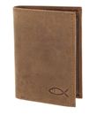 oxmox Leather RFID Protect Kombibörse Freedom Fish Embossed Vintage Light Brown