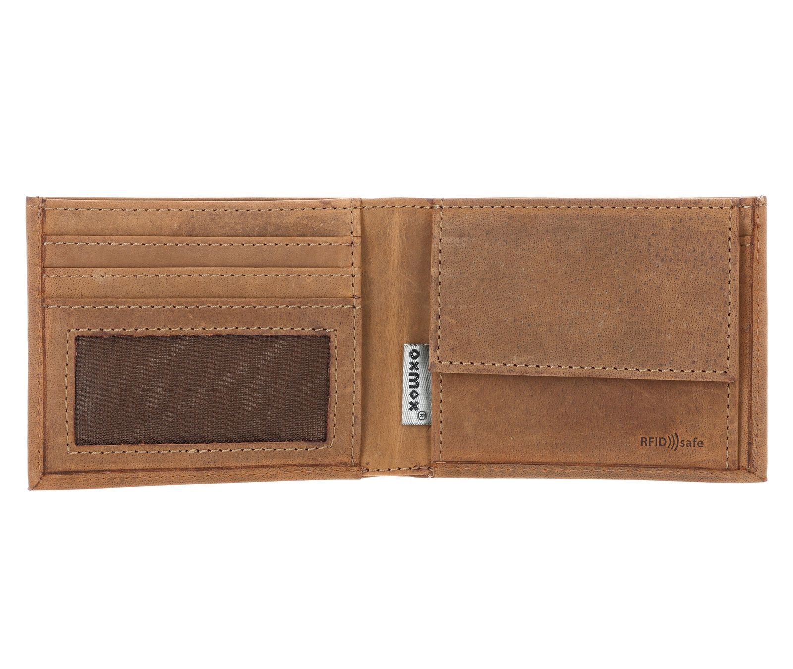 oxmox Leather RFID Protect Pocketbörse Freedom Anchor Embossed Vintage Light Brown oxmox Leather RFID Protect Pocketbörse Freedom Anchor Embossed Vintage Light Brown