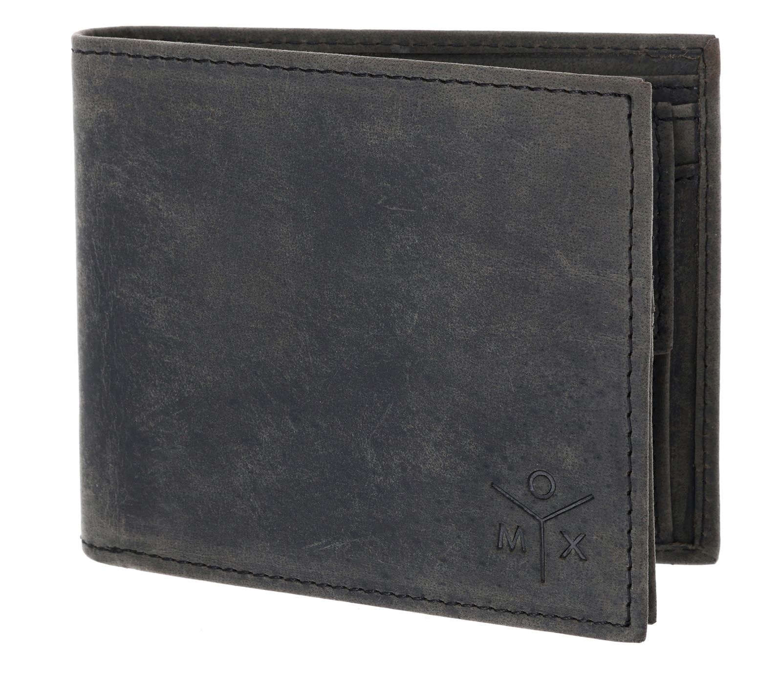 oxmox Leather RFID Protect Querscheinbörse Ox 2.0 Embossed Vintage Black
