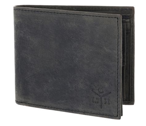 oxmox Leather RFID Protect Querscheinbörse Ox 2.0 Embossed Vintage Black