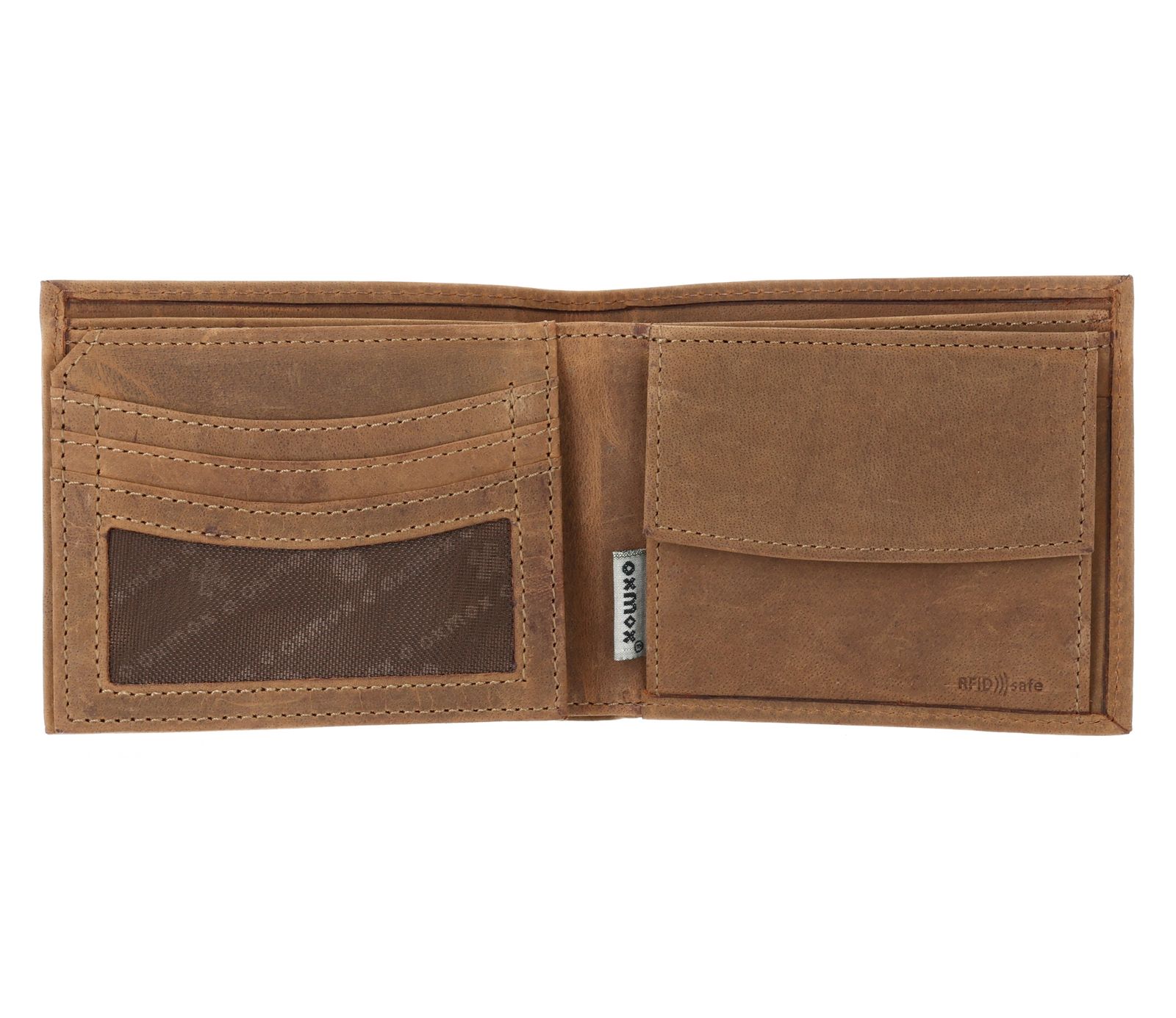 oxmox Leather RFID Protect Querscheinbörse Crab 2.0 Embossed Vintage Light Brown oxmox Leather RFID Protect Querscheinbörse Crab 2.0 Embossed Vintage Light Brown