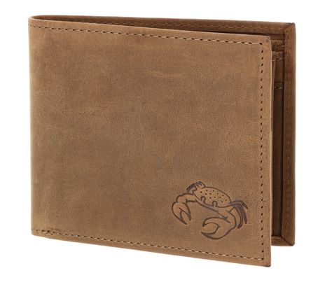 oxmox Leather RFID Protect Querscheinbörse Crab 2.0 Embossed Vintage Light Brown