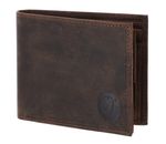 oxmox Leather RFID Protect Querscheinbörse Freedom Lion Embossed Vintage Dark Brown